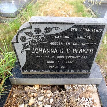 BEKKER Johanna C.C. nee WEHMEYER 1885-1982
