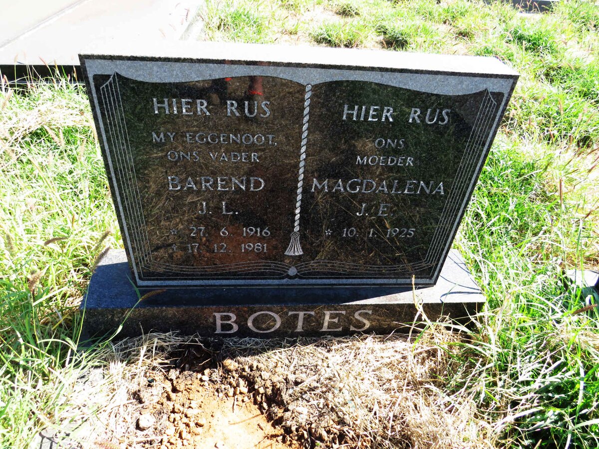 BOTES Barend J.L. 1916-1981 & Magdalena J.E. 1925-