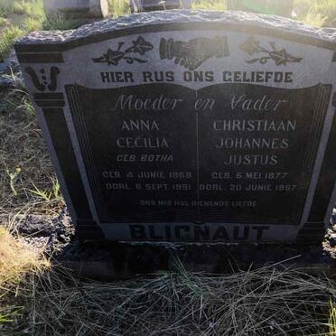 BLIGNAUT Christiaan Johannes Justus 1877-1957 & Anna Cecilia BOTHA 1868-1951