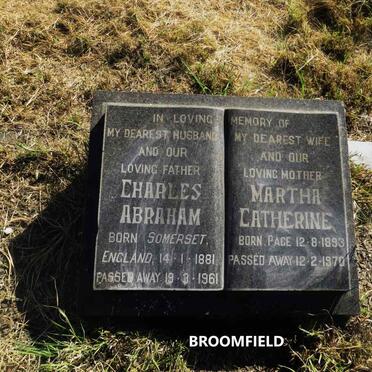 BROOMFIELD Charles Abraham 1881-1961 & Martha Catherine 1893-1970