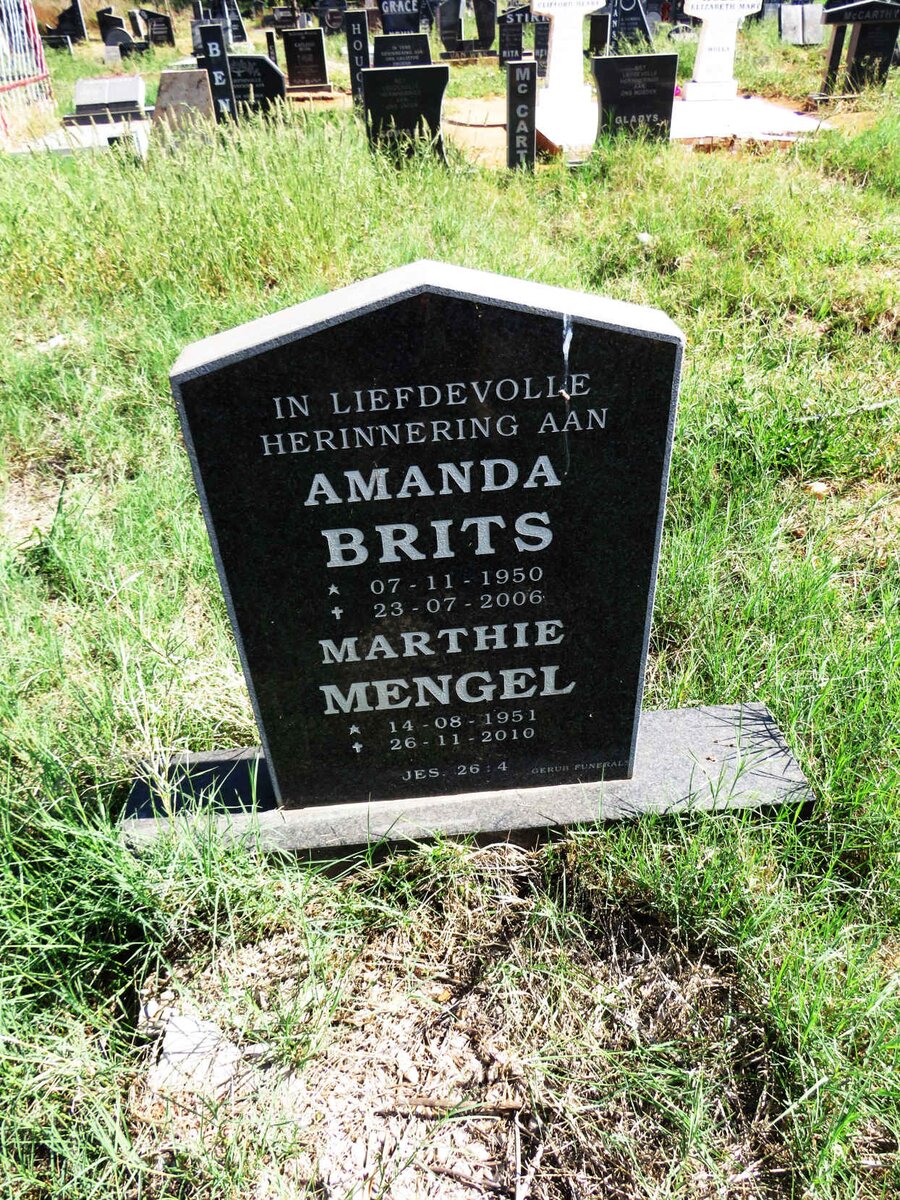 BRITS Amanda 1950-2006 :: MENGEL Marthie 1951-2010