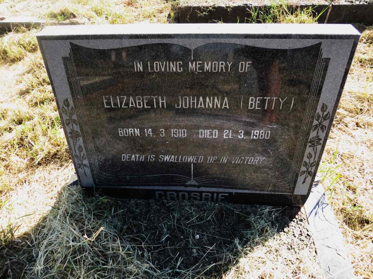 CROSBIE Elizabeth Johanna 1910-1980