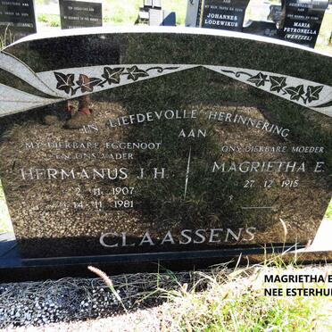 CLAASSENS Hermanus J.H. 1907-1981 & Magrietha Elizabeth ESTERHUIZEN 1915-