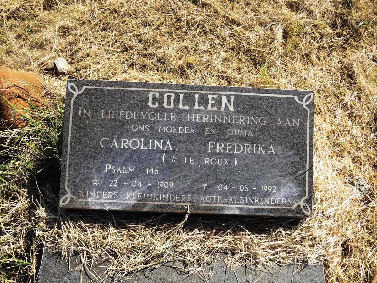 COLLEN Carolina Fredrika nee LE ROUX 1909-1992
