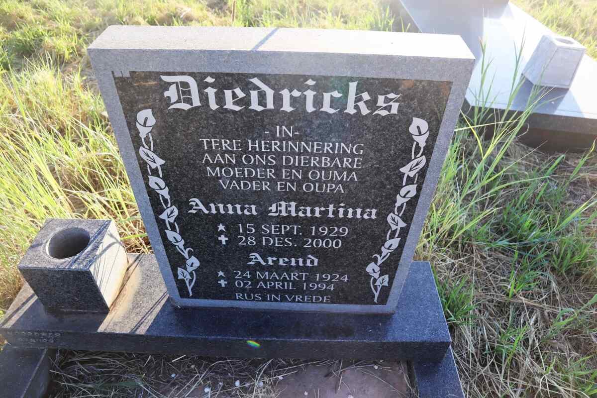 DIEDRICKS Arend 1924-1994 & Anna Martina 1929-2000