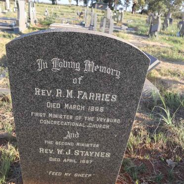 FARRIES R.M. -1895 :: STAYNES W.J. -1897