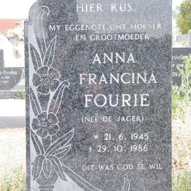 FOURIE Anna Francina nee DE JAGER 1945-1986