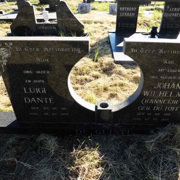 GUISTI Luigi Dante, de 1911-1988 & Johanna Wilhelmina DU TOIT 1919-1985
