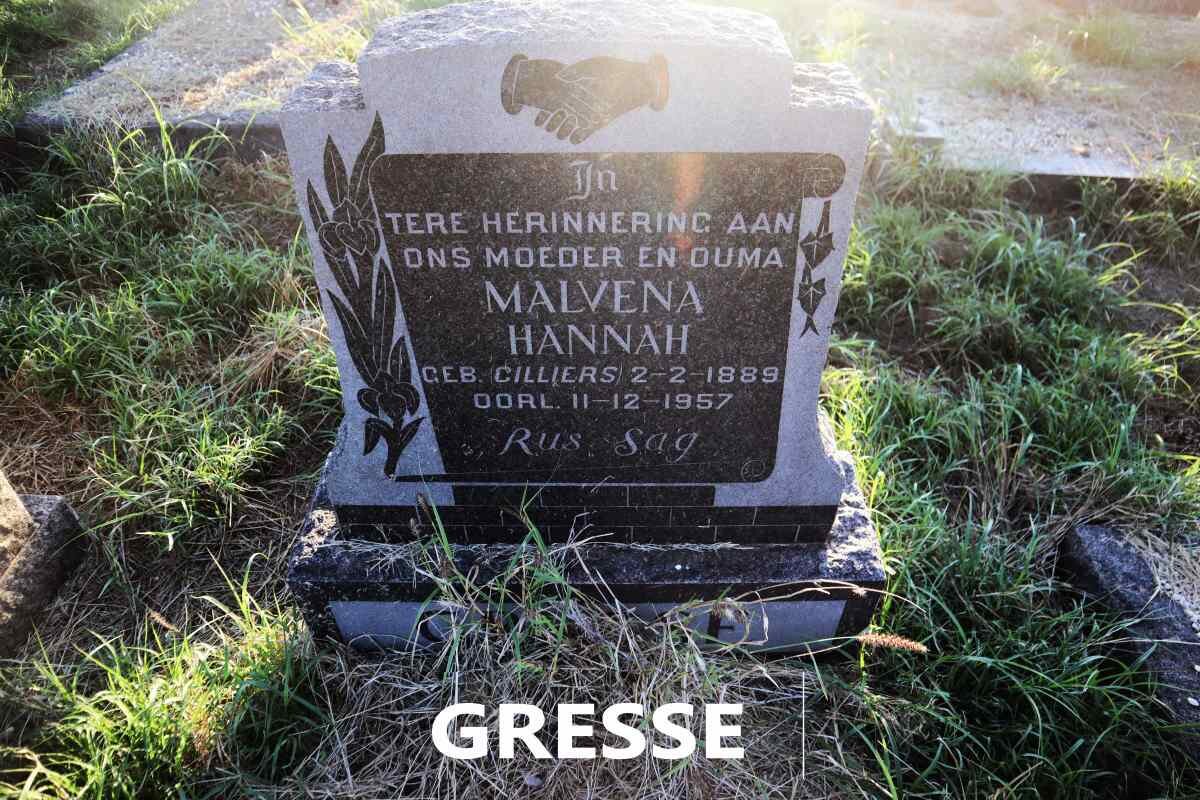 GRESSE Malvena Hannah nee CILLIERS 1889-1957