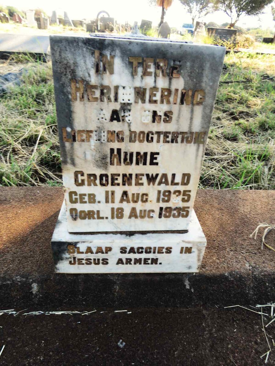 GROENEWALD Hume 1935-1935