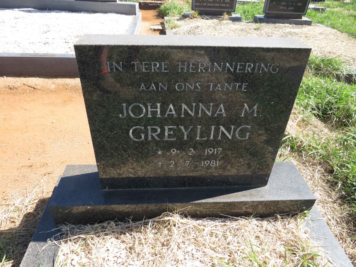 GREYLING Johanna M. 1917-1981