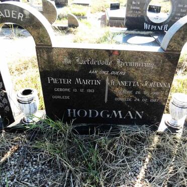 HODGMAN Pieter Martin 1913- & Jeanetta Johanna 1918-1987