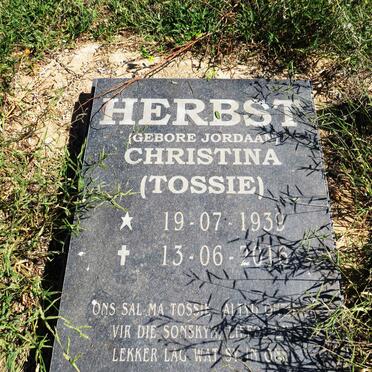 HERBST Christina nee JORDAAN 1939-2016