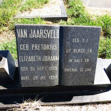JAARSVELD Elizabeth Johanna, van nee PRETORIUS 1909-1994