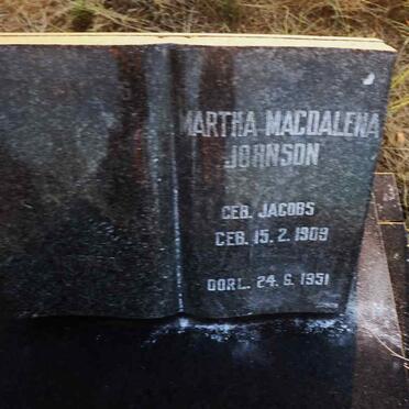 JOHNSON Martha Magdalena nee JACOBS 1909-1951