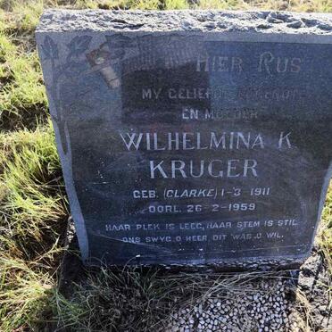 KRUGER Wilhelmina K. nee CLARKE 1911-1959