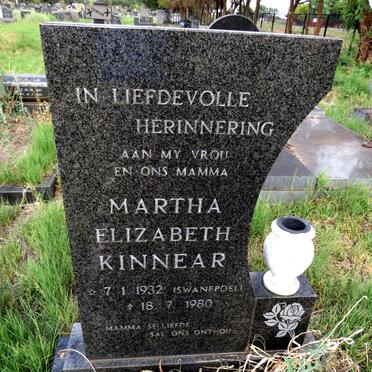 KINNEAR Martha Elizabeth nee SWANEPOEL 1932-1980 