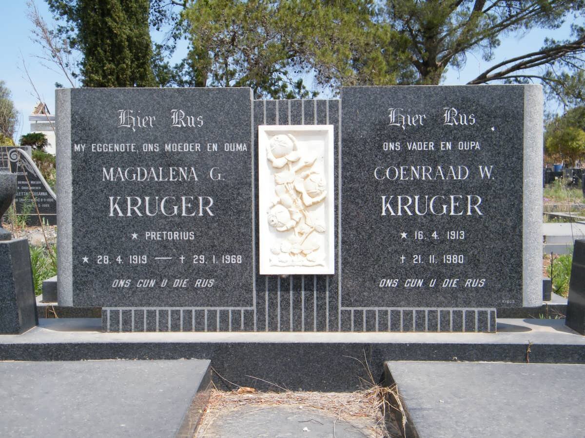 KRUGER Coenraad W. 1919-1980 &amp; Magdalena G. PRETORIUS 1919-1968