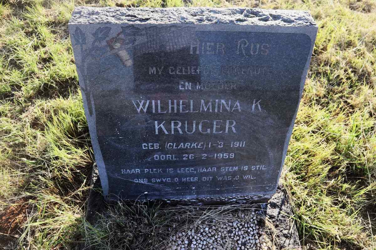KRUGER Wilhelmina K. nee CLARKE 1911-1959
