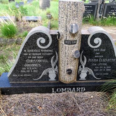 LOMBARD Christoffel Johannes 1874-1962 & Maria Elizabeth LOTTER 1888-1968