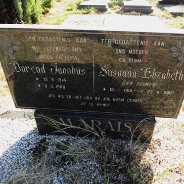 MARAIS Barend Jacobus 1914-1986 & Susanna Elizabeth BRUWER 1918-2007