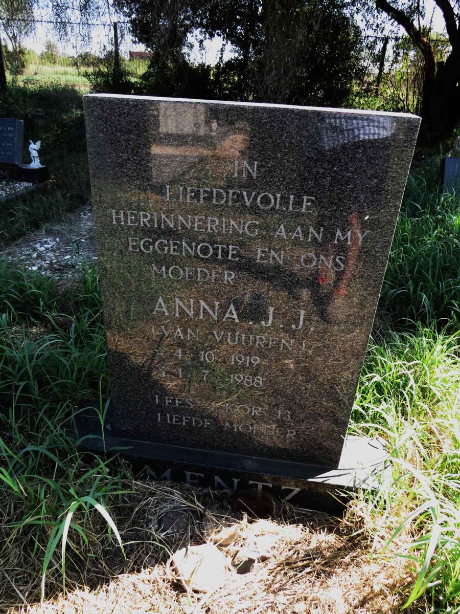 MENTZ Anna J.J. nee VAN VUUREN 1919-1988