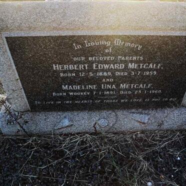 METCALF Herbert Edward 1889-1959 & Madeline Una WOOKEY 1891-1960