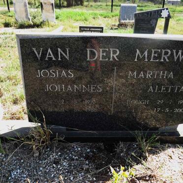 MERWE Josias Johannes, van der 1910-1988 & Martha Aletta HOUGH 1909-2004