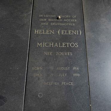 MICHALETOS Helen nee ZOUVES 1914-1998