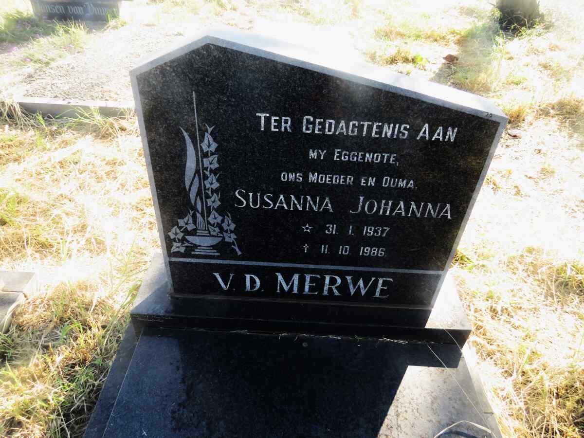 MERWE Susanna Johanna, v.d. 1937-1986