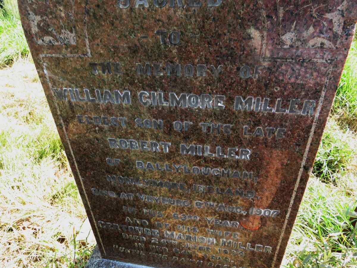 MILLER William Gilmore -1907 & Gertrude Marion -1939