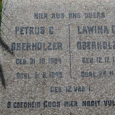 OBERHOLZER Petrus C. 1884-1945 &amp; Lawina C. 1888-1957