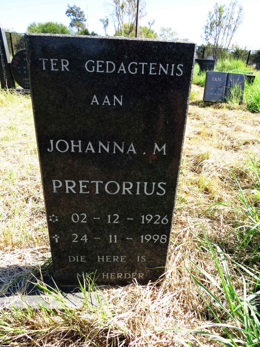 PRETORIUS Johanna M. 1926-1998