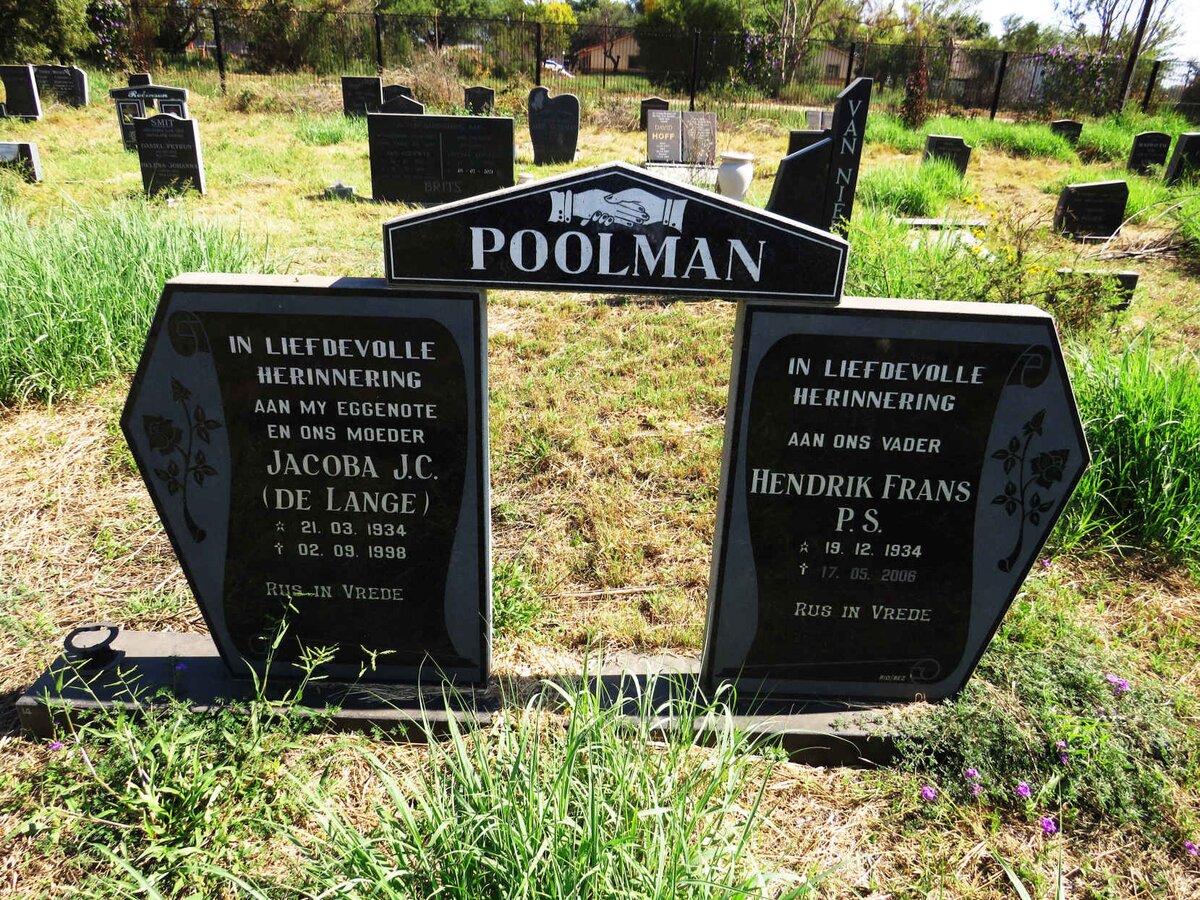 POOLMAN Hendrik Frans P.S. 1934-2006 & Jacoba J.C. DE LANGE 1934-1998