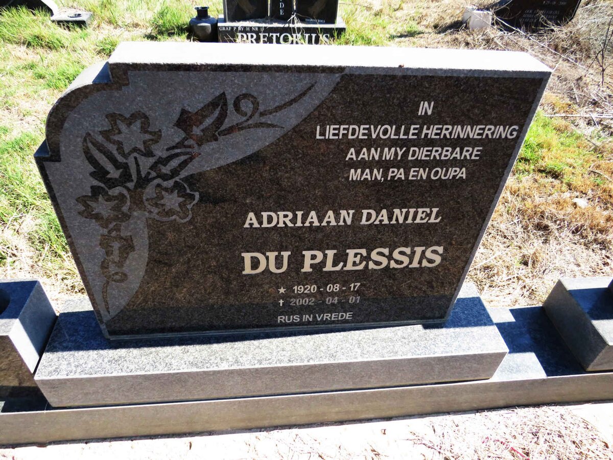 PLESSIS Adriaan Daniel, du 1920-2002