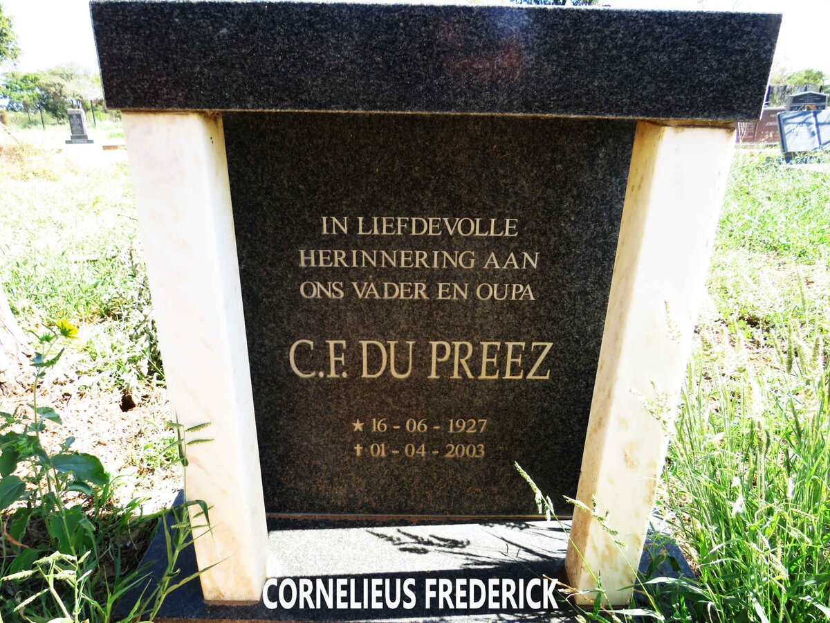 PREEZ Cornelieus Frederick, du 1927-2003