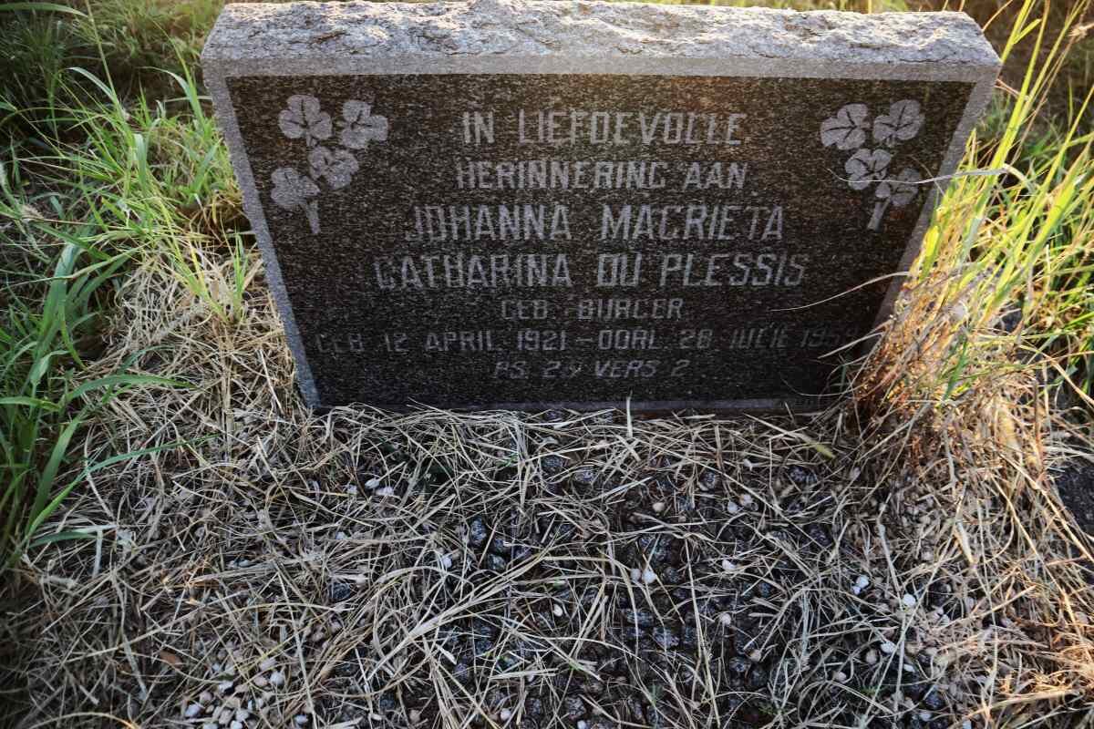 PLESSIS Johanna Magrieta Catharina, du nee BURGER 1921-1959