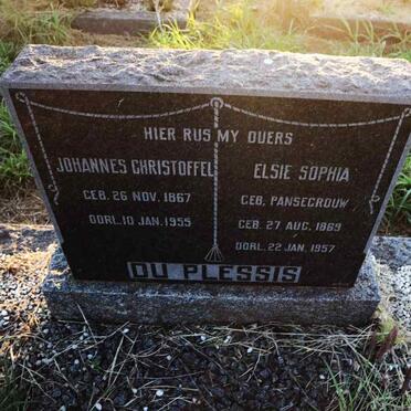 PLESSIS Johannes Christoffel, du 1867-1955 & Elsie Sophia PANSEGROUW 1869-1957
