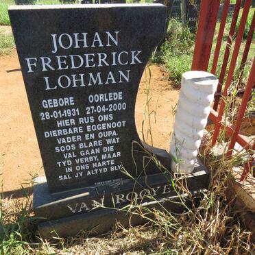 ROOYEN Johan Frederick Lohman, van 1931-2000
