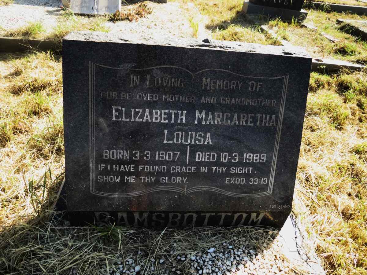 RAMSBOTTOM Elizabeth Margaretha Louisa 1907-1989
