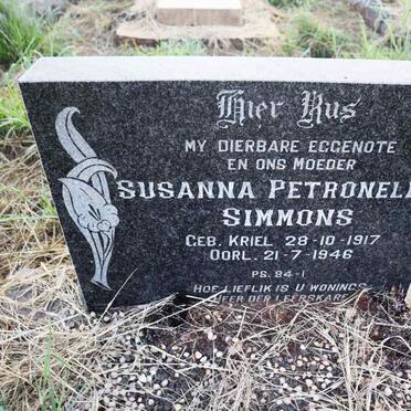 SIMMONS Susanna Petronella 1917-1946