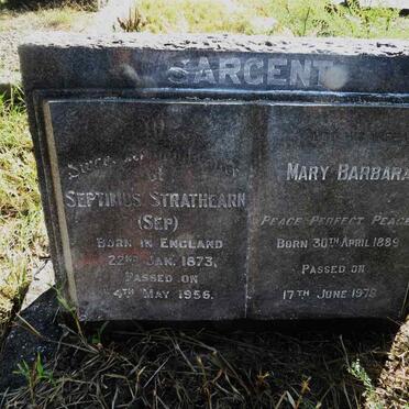 SARGENT Septimus Strathearn 1873-1956 & Mary Barbara 1889-1978