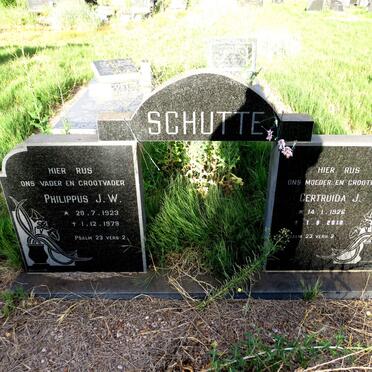 SCHUTTE Philippus J.W. 1923-1979 & Gertruida J. 1926-2010