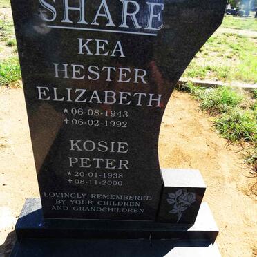 SHARE Kosie Peter 1938-2000 & Kea Hester Elizabeth 1943-1992