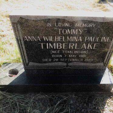 TIMBERLAKE Anna Wilhelmina Pauline nee TOMLINSON 1901-1989