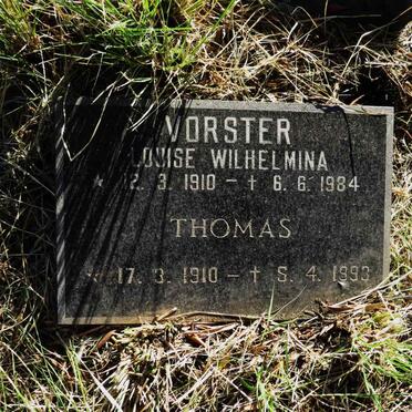 VORSTER Thomas 1910-1993 & Louise Wilhelmina 1910-1984
