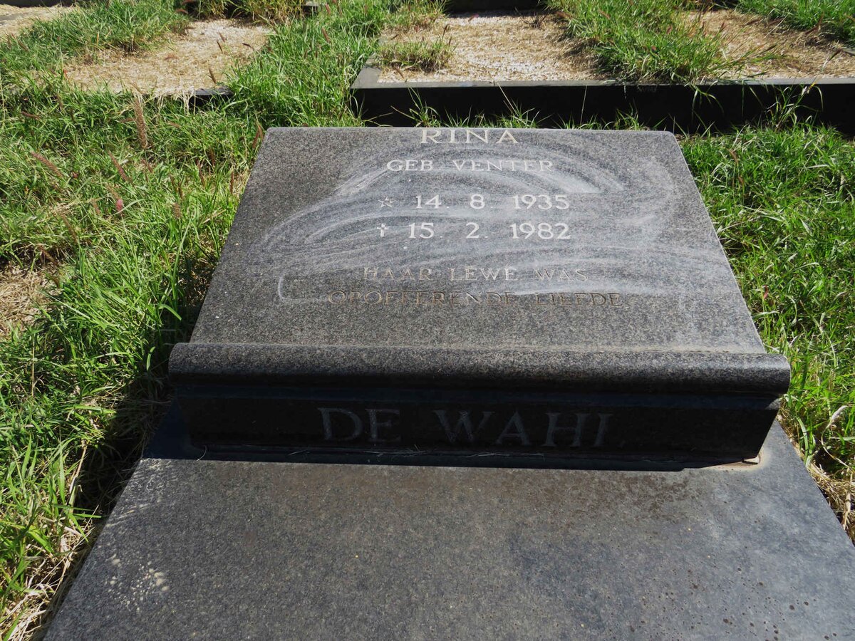 WAHL Rina, de nee VENTER 1935-1982