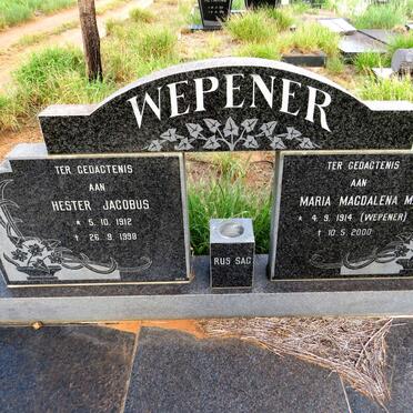 WEPENER Hester Jacobus 1912-1998 & Maria Magdalena M. WEPENER 1914-2000
