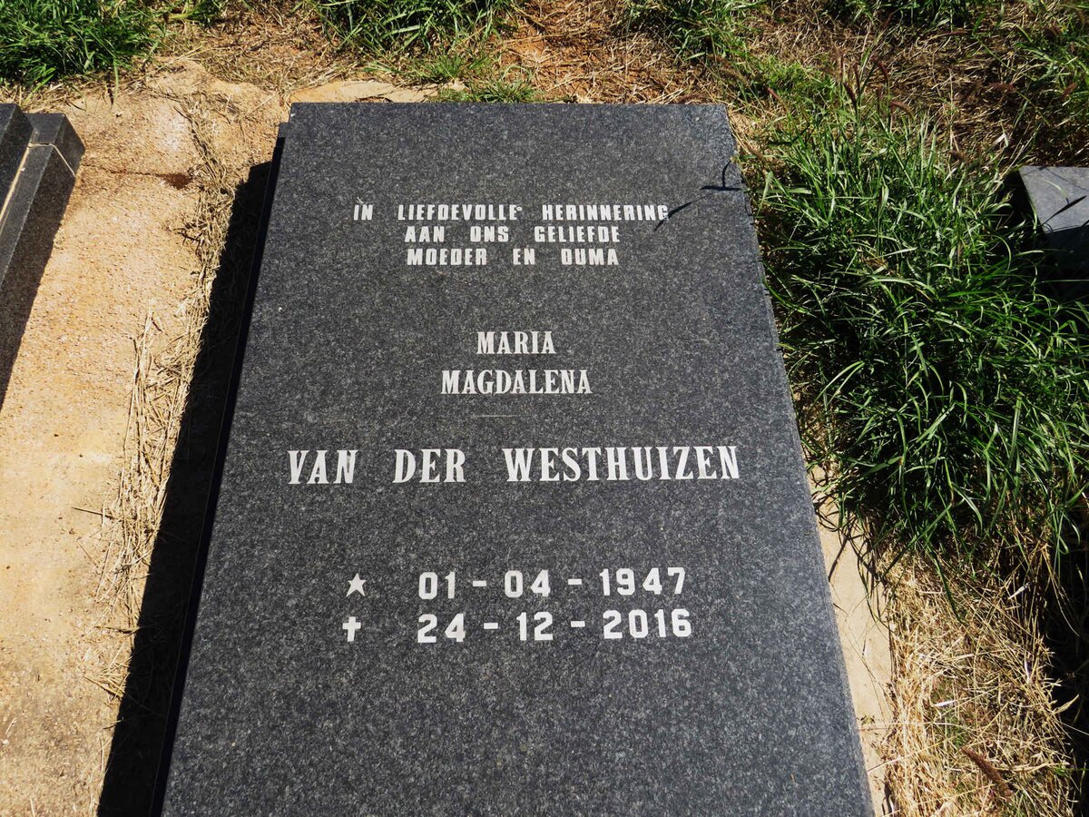 WESTHUIZEN Maria Magdalena, van der 1947-2016