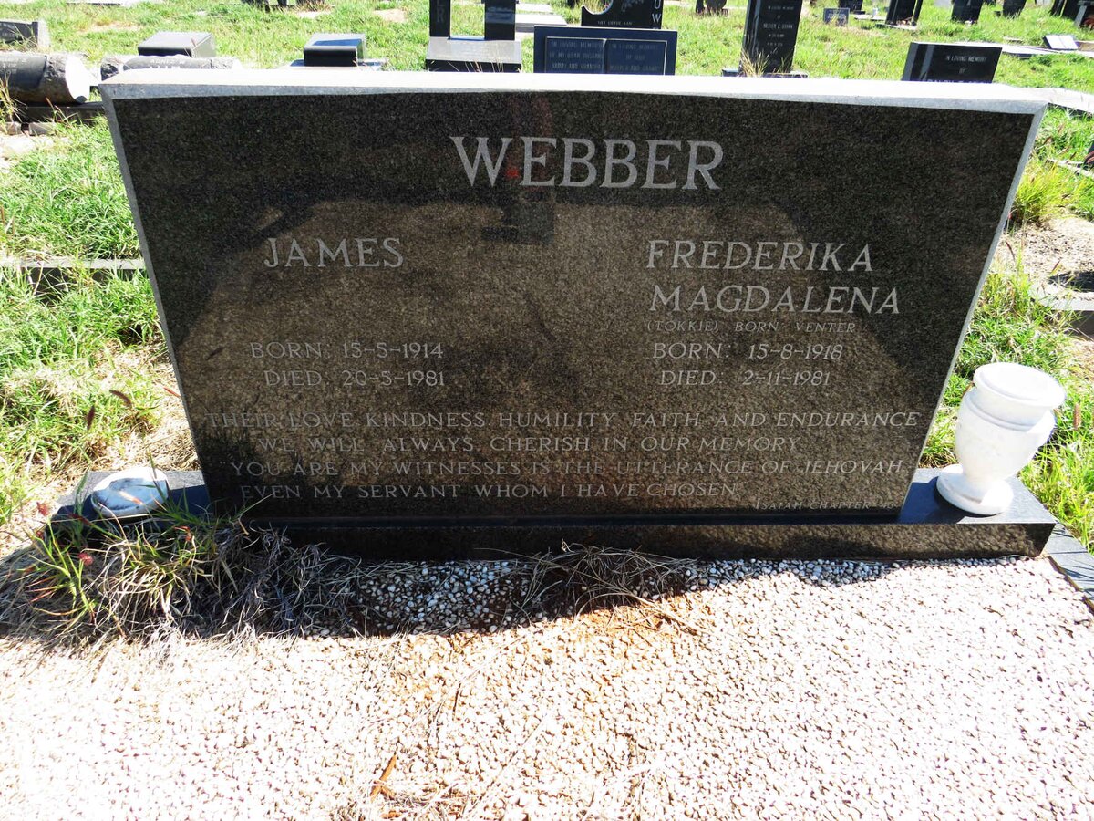 WEBBER James 1914-1981 & Frederika Magdalena VENTER 1918-1981